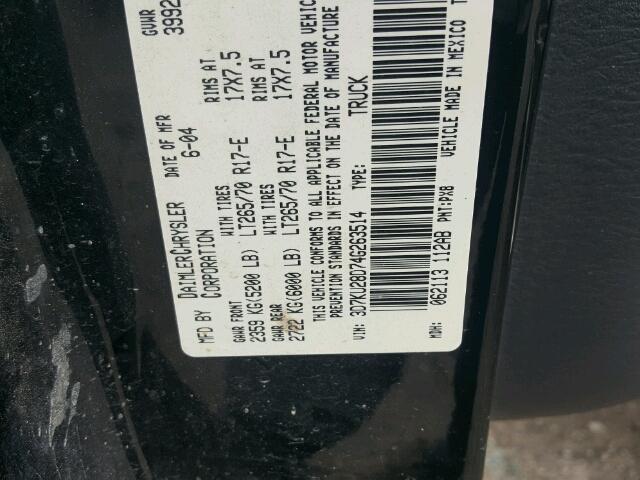 3D7KU28D74G263514 - 2004 DODGE RAM 2500 S შავი ფოტო 10
