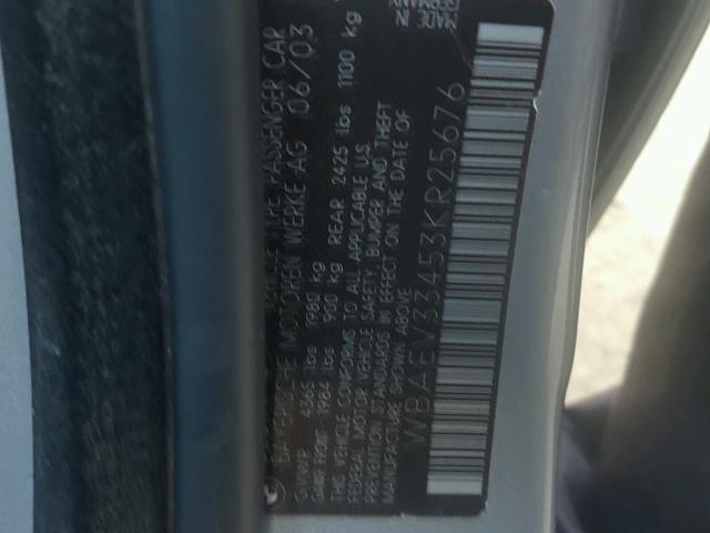 WBAEV33453KR25676 - 2003 BMW 325 I SILVER photo 10