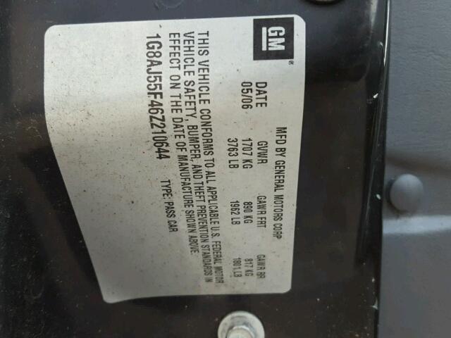 1G8AJ55F46Z210644 - 2006 SATURN ION LEVEL GRAY photo 10