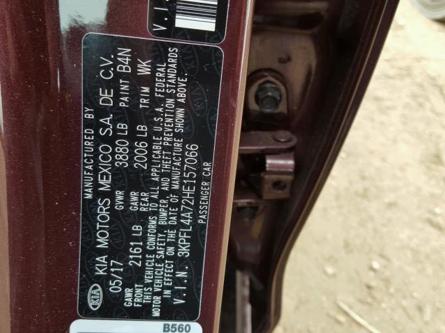 3KPFL4A72HE157066 - 2017 KIA FORTE LX MAROON photo 10