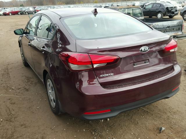 3KPFL4A72HE157066 - 2017 KIA FORTE LX MAROON photo 3