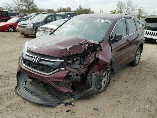 5J6RM3H37FL003846 - 2015 HONDA CR-V LX RED photo 2