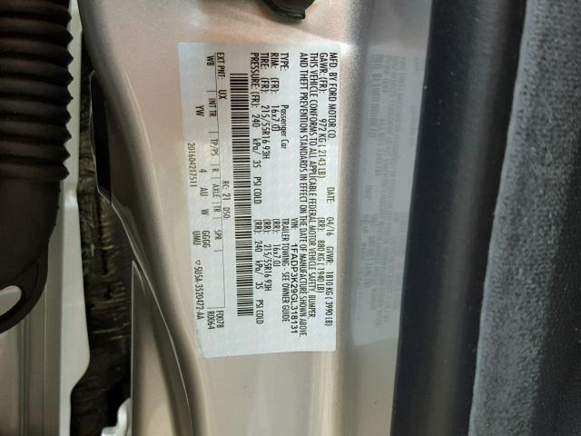 1FADP3K29GL318131 - 2016 FORD FOCUS SE SILVER photo 10