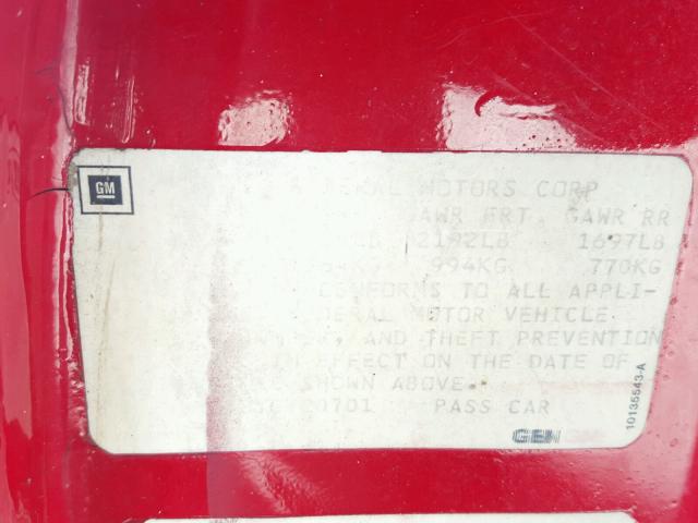 1G2NE52T8TC720701 - 1996 PONTIAC GRAND AM S RED photo 10