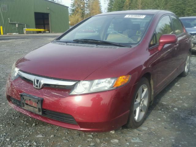 1HGFA16878L063487 - 2008 HONDA CIVIC EX BURGUNDY photo 2