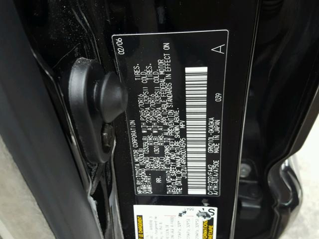 JTEZU14R960074595 - 2006 TOYOTA 4RUNNER SR BLACK photo 10