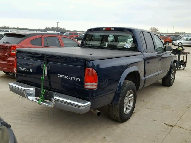 1D7HL48N64S773783 - 2004 DODGE DAKOTA BLUE photo 4