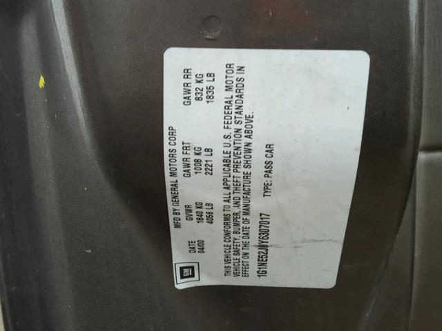 1G1NE52J0Y6307017 - 2000 CHEVROLET MALIBU LS 棕色 照片 10