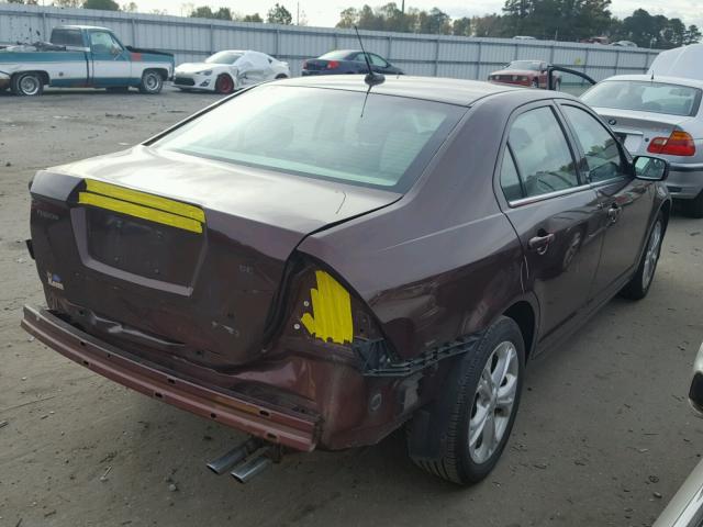 3FAHP0HA4CR164731 - 2012 FORD FUSION SE RED photo 4