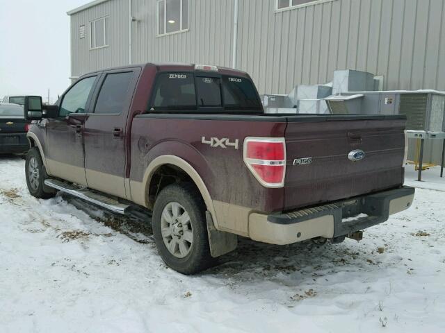 1FTPW14V69FA65891 - 2009 FORD F150 SUPER BURGUNDY photo 3