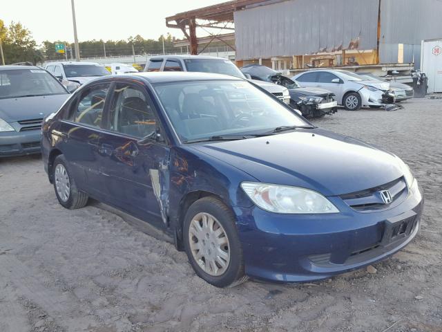 2HGES16585H595905 - 2005 HONDA CIVIC LX BLUE photo 1