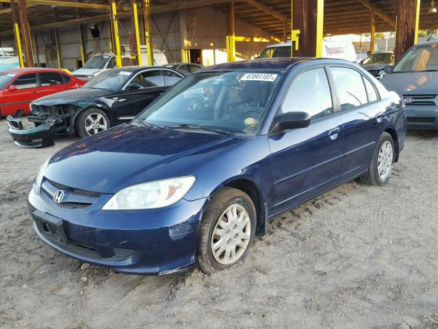 2HGES16585H595905 - 2005 HONDA CIVIC LX BLUE photo 2