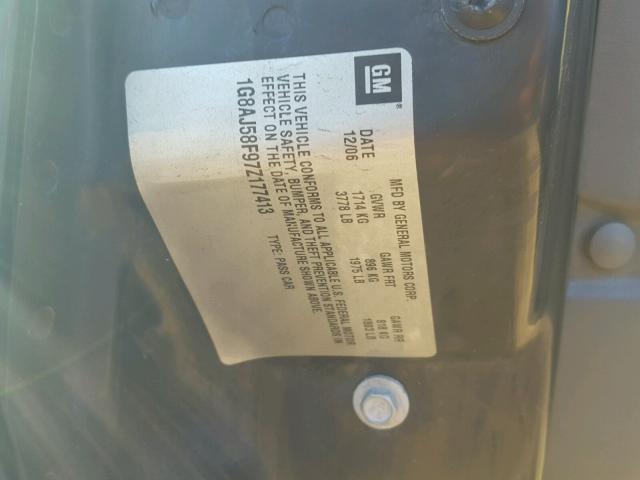 1G8AJ58F97Z177413 - 2007 SATURN ION LEVEL BLUE photo 10