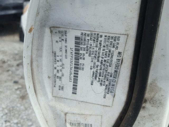 1FAFP53213A186183 - 2003 FORD TAURUS SE WHITE photo 10