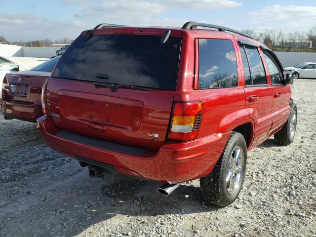 1J8GW58J42C231064 - 2002 JEEP GRAND CHER RED photo 4