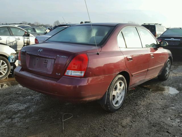 KMHDN45D21U101696 - 2001 HYUNDAI ELANTRA GL MAROON photo 4