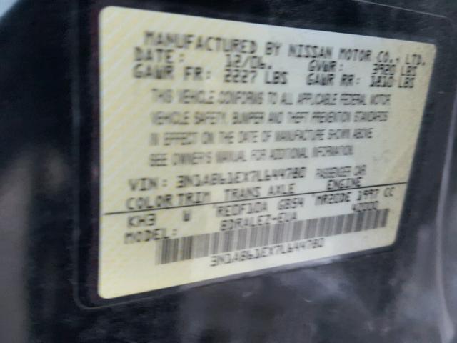 3N1AB61EX7L644780 - 2007 NISSAN SENTRA BLACK photo 10