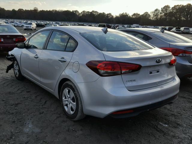 3KPFK4A7XHE135707 - 2017 KIA FORTE LX SILVER photo 3