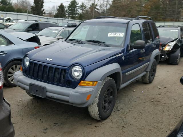 1J4GL48K05W557007 - 2005 JEEP LIBERTY SP BLUE photo 2