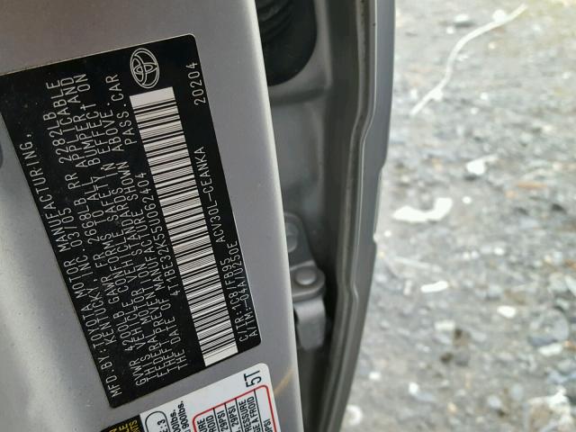 4T1BE32K55U062404 - 2005 TOYOTA CAMRY LE SILVER photo 10