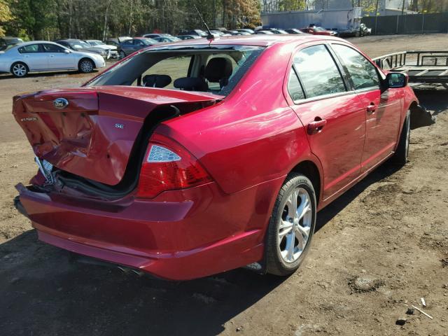 3FAHP0HA5CR324700 - 2012 FORD FUSION SE RED photo 4