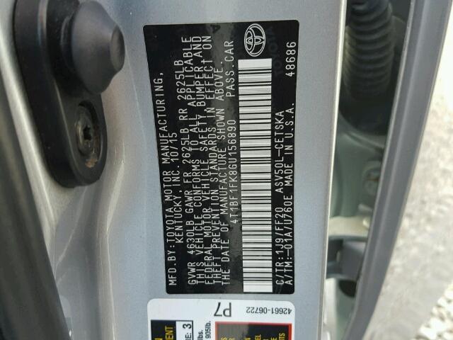 4T1BF1FK8GU156890 - 2016 TOYOTA CAMRY LE 灰色 照片 10