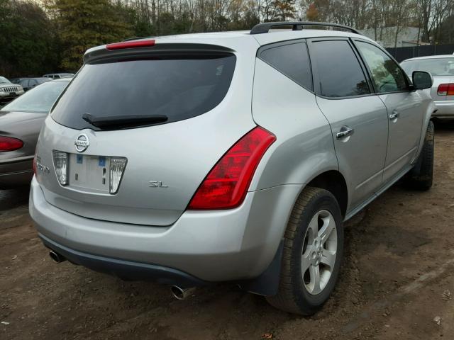 JN8AZ08T14W225074 - 2004 NISSAN MURANO SL SILVER photo 4