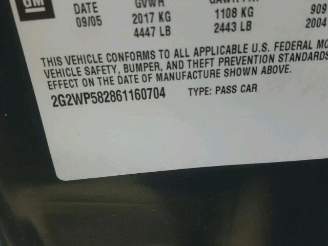 2G2WP582861160704 - 2006 PONTIAC GRAND PRIX SILVER photo 10