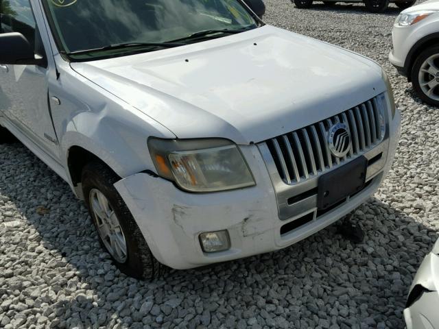 4M2CU81Z98KJ43603 - 2008 MERCURY MARINER WHITE photo 9