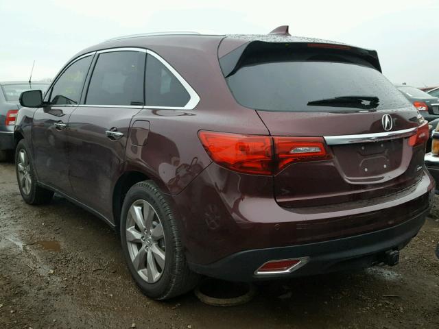 5FRYD4H9XGB031607 - 2016 ACURA MDX ADVANC MAROON photo 3