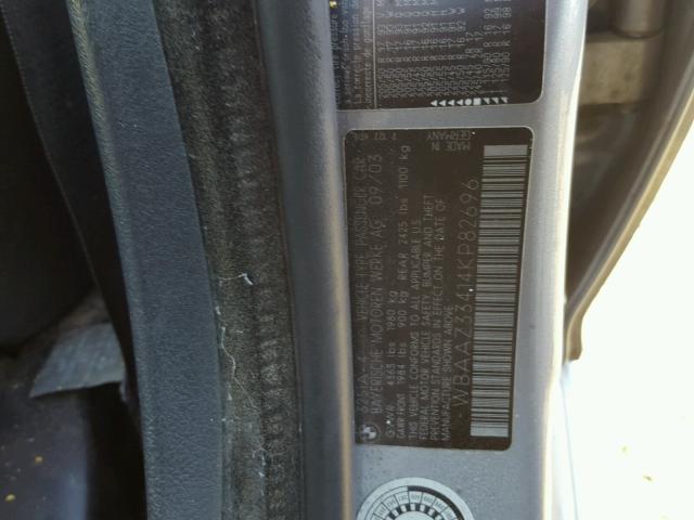 WBAAZ33414KP82696 - 2004 BMW 325 IS SUL GRAY photo 10