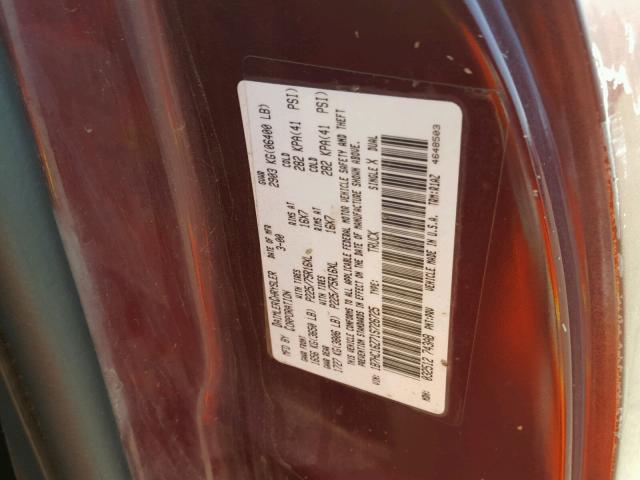 1B7HC16Z71S726725 - 2001 DODGE RAM 1500 BURGUNDY photo 10