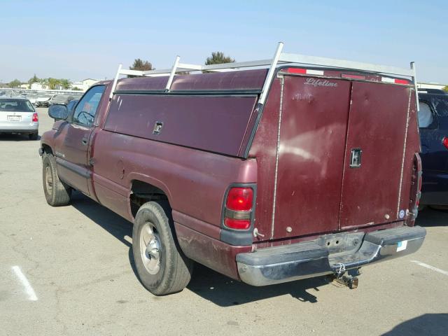 1B7HC16Z71S726725 - 2001 DODGE RAM 1500 BURGUNDY photo 3