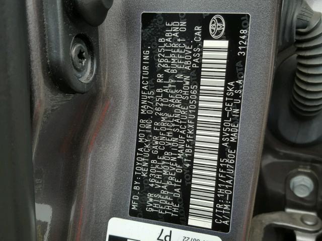 4T1BF1FKXFU105065 - 2015 TOYOTA CAMRY LE CHARCOAL photo 10