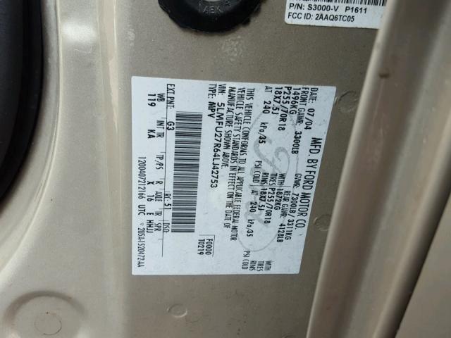 5LMFU27R64LJ42753 - 2004 LINCOLN NAVIGATOR 金色 照片 10