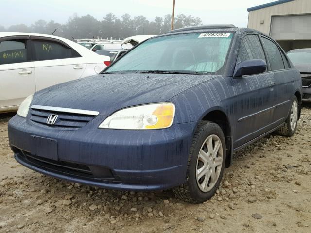 2HGES26733H600142 - 2003 HONDA CIVIC EX BLUE photo 2