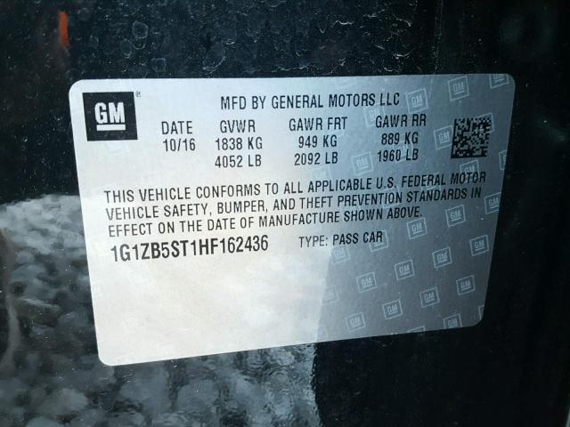 1G1ZB5ST1HF162436 - 2017 CHEVROLET MALIBU LS 黑色 照片 10