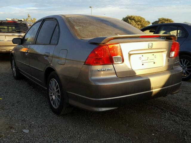 2HGES16535H613856 - 2005 HONDA CIVIC LX GRAY photo 3