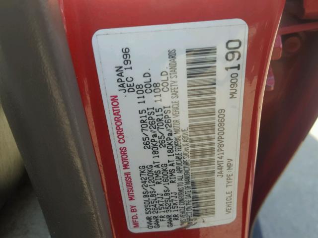 JA4MT41P8VP008609 - 1997 MITSUBISHI MONTERO SP RED photo 10