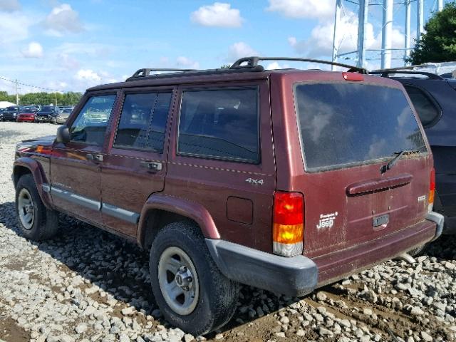 1J4FF48S9YL203513 - 2000 JEEP CHEROKEE S BURGUNDY photo 3