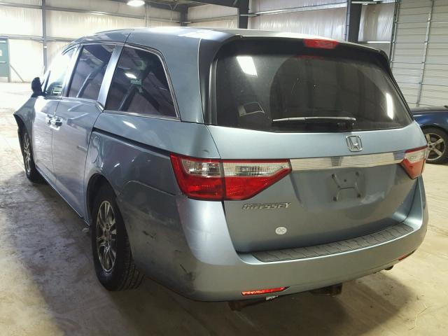 5FNRL5H40BB011829 - 2011 HONDA ODYSSEY EX BLUE photo 3