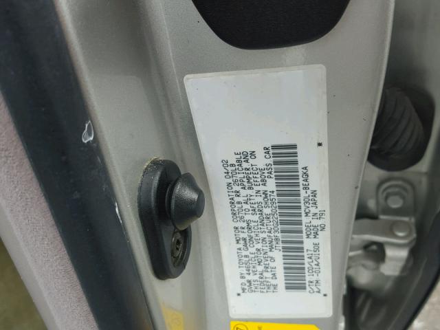 JTHBF30G225029574 - 2002 LEXUS ES 300 GRAY photo 10