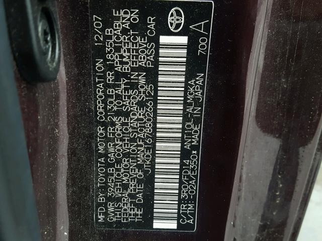JTKDE167880266125 - 2008 TOYOTA SCION TC 紫色 照片 10