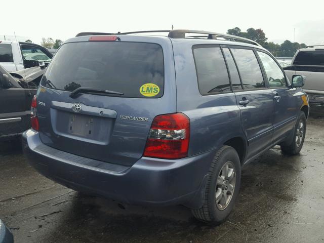 JTEGD21A450127827 - 2005 TOYOTA HIGHLANDER BLUE photo 4