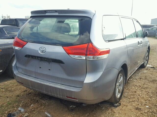 5TDKA3DC6CS015390 - 2012 TOYOTA SIENNA BAS SILVER photo 4