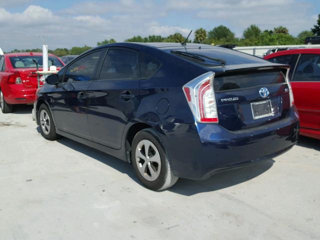 JTDKN3DU7D1692847 - 2013 TOYOTA PRIUS BLUE photo 3