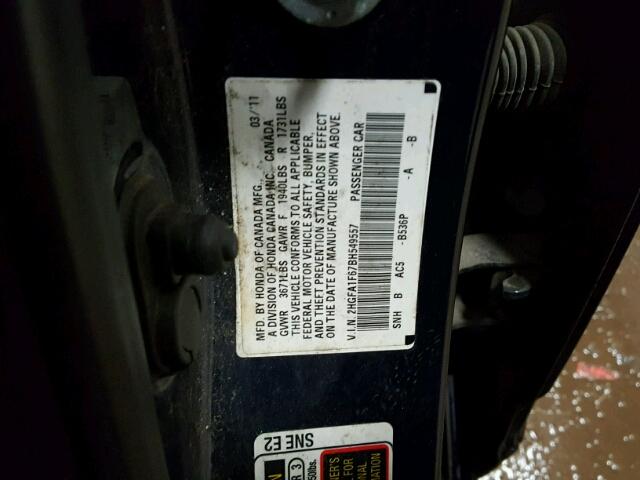 2HGFA1F67BH549557 - 2011 HONDA CIVIC LX-S Mavi foto 10