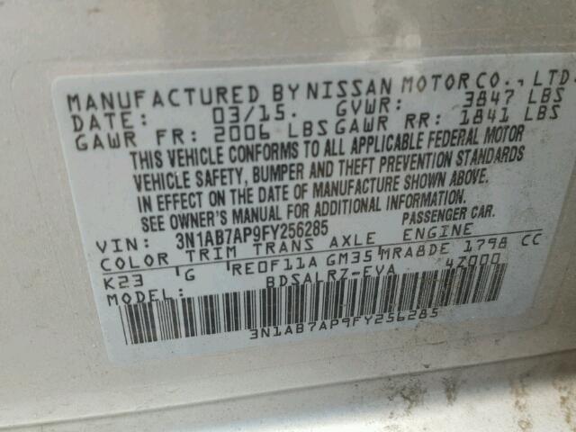 3N1AB7AP9FY256285 - 2015 NISSAN SENTRA S SILVER photo 10