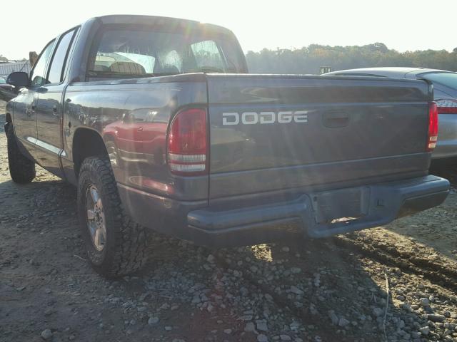 1B7HL38X52S700858 - 2002 DODGE DAKOTA QUA GRAY photo 3