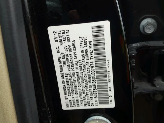 5J8TB4H36DL007974 - 2013 ACURA RDX BASE BLACK photo 10